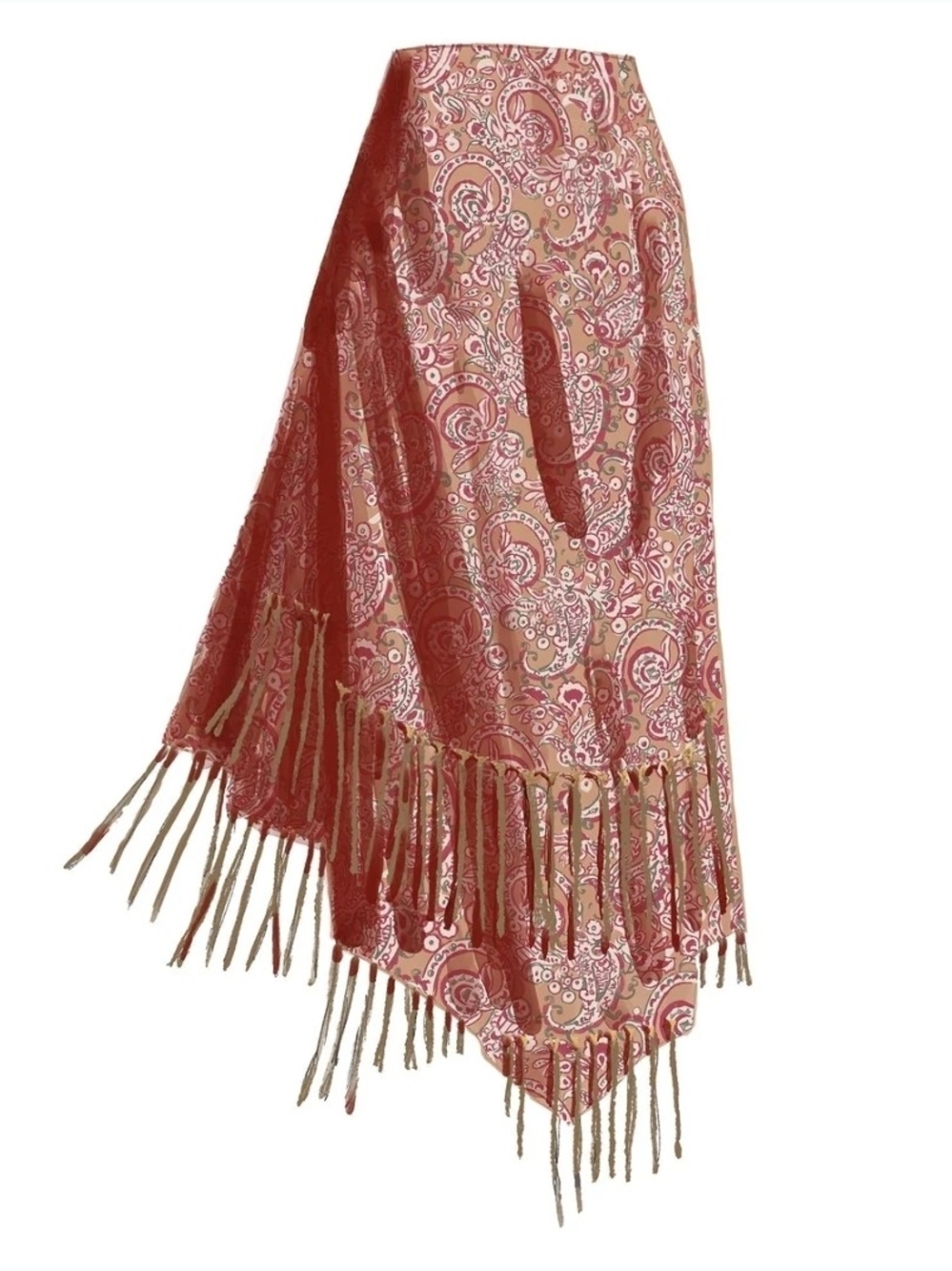 J. Peterman Fringe Paisley Skirt